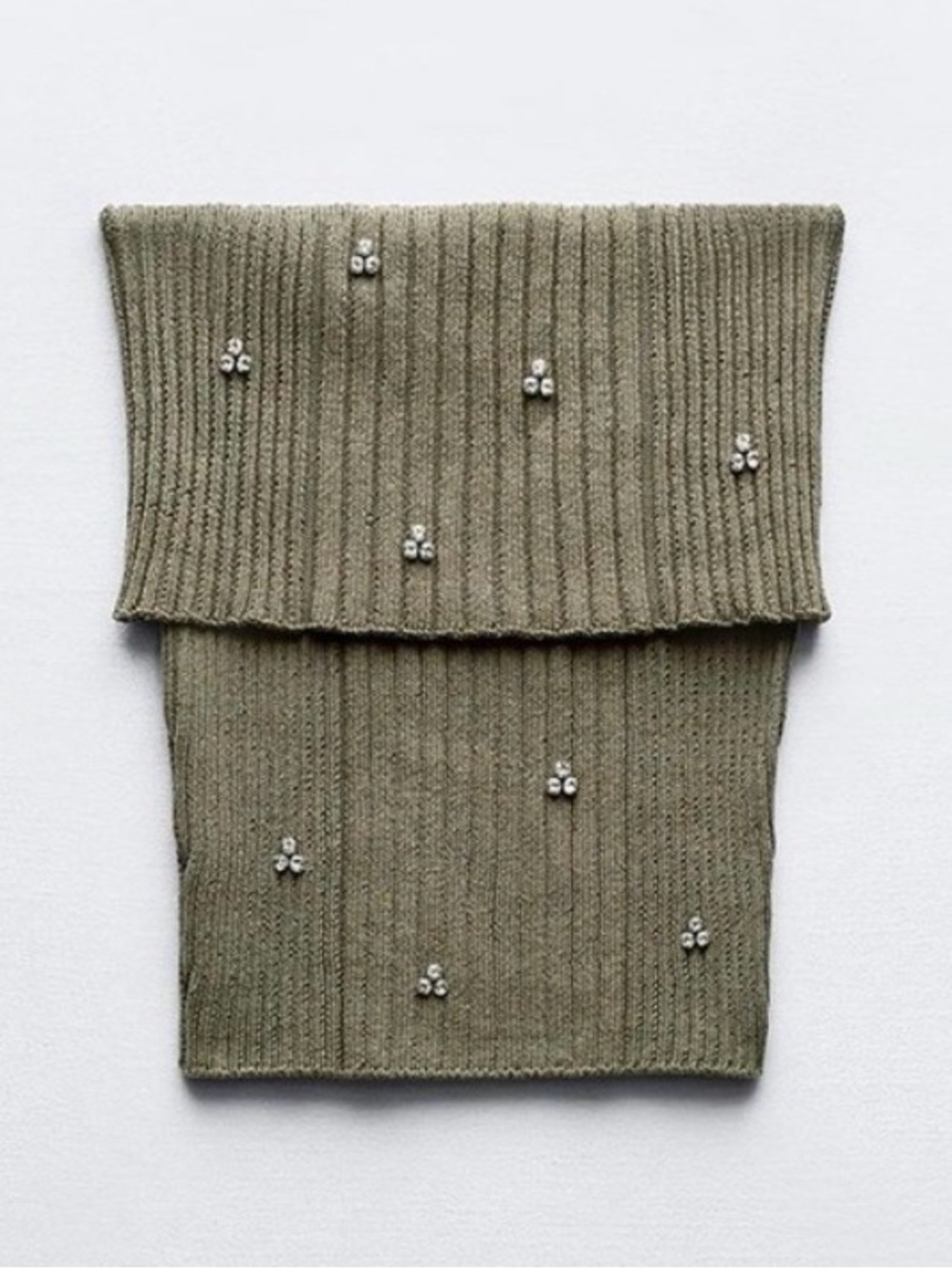 Zara Olive Ribbed Knit Tube Top